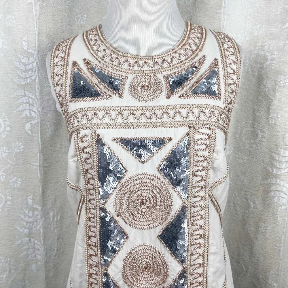 french connection white beaded dress French Connection | Dresses | French Connection White Beaded Embroidery  Dress Size 4